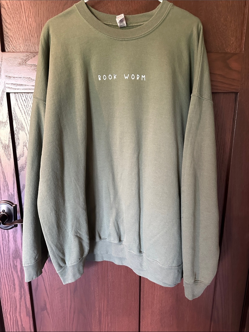 Gildan Olive Green "BOOK WORM" Crewneck Sweatshirt
